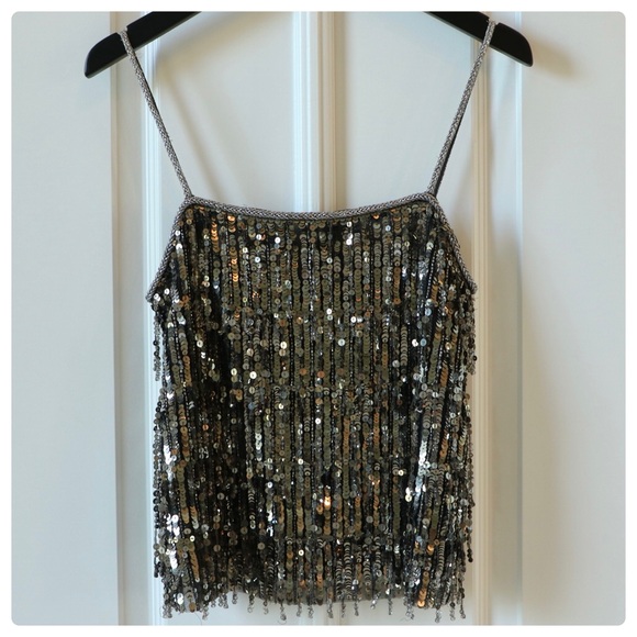 ALICE + OLIVIA Chi Sequin Fringe Top - Picture 9 of 12